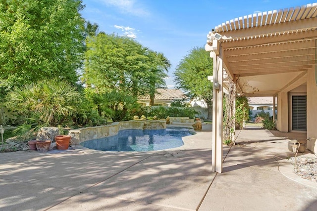 view of swimming pool with a patio