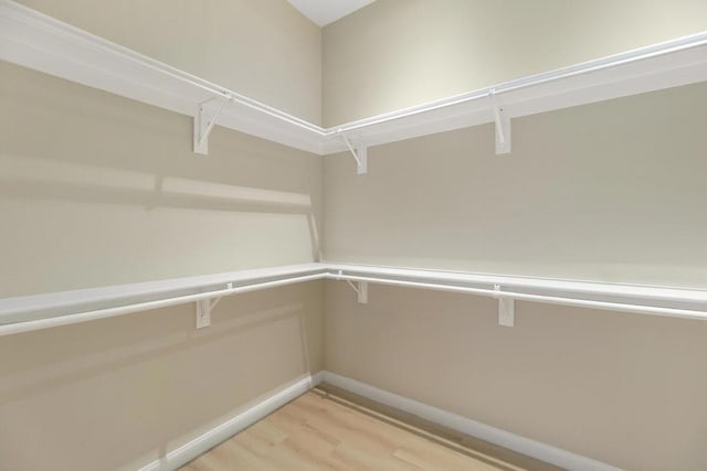 spacious closet with light hardwood / wood-style flooring