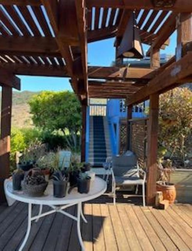 deck featuring a pergola