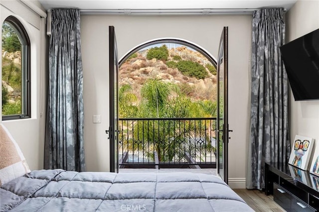 bedroom featuring light hardwood / wood-style floors