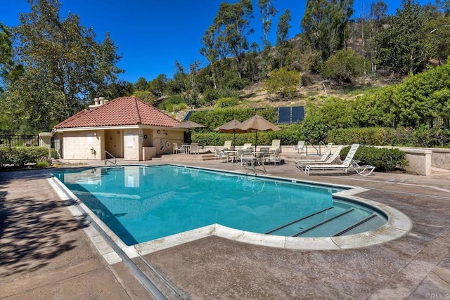 view of pool featuring a patio area