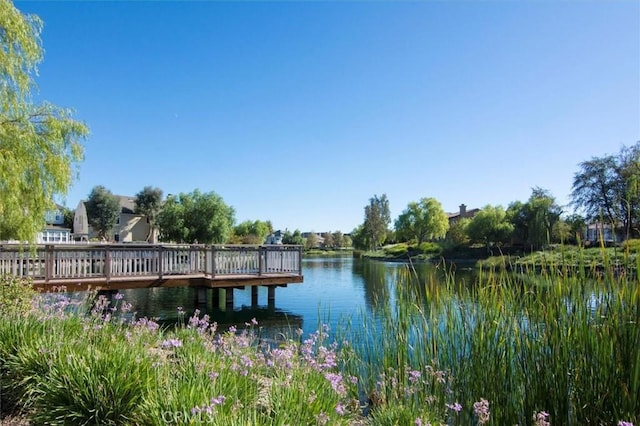 dock area featuring a water view