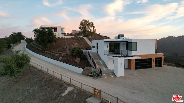 contemporary home with a garage