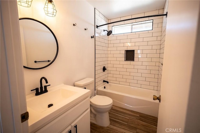 58168 Canterbury St, Yucca Valley, CA 92284 - full bath with vanity, shower / bathtub combination, and wood finished floors