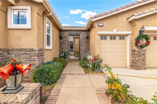 entrance to property with a garage