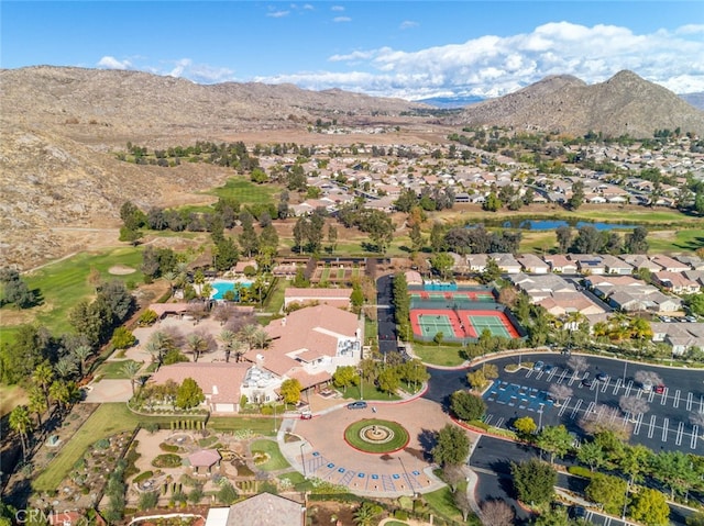 bird's eye view with a residential view and a mountain view