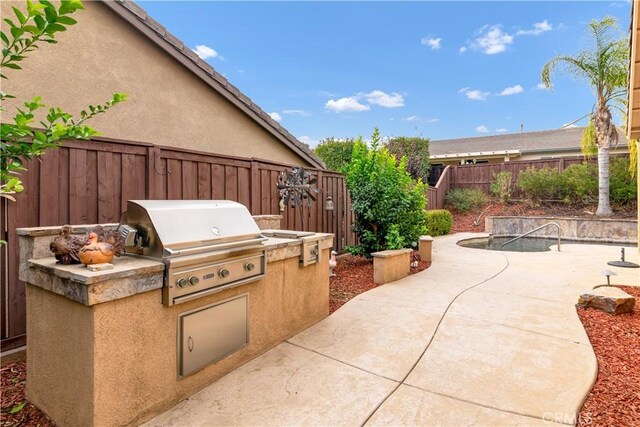 view of patio / terrace featuring area for grilling and an outdoor kitchen