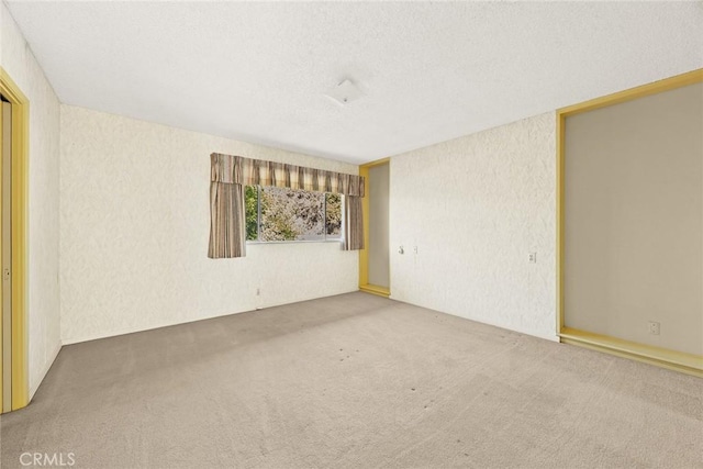 unfurnished room with carpet floors and a textured ceiling