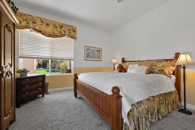 bedroom featuring light carpet