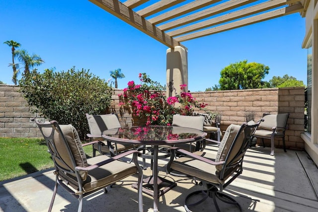 view of patio / terrace featuring a pergola