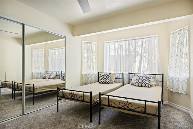 28670 Shenandoah Dr, Lake Arrowhead, CA 92352 - bedroom featuring carpet, a ceiling fan, and a closet
