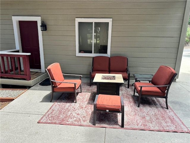 28670 Shenandoah Dr, Lake Arrowhead, CA 92352 - view of patio featuring an outdoor fire pit