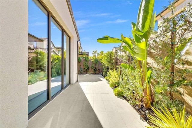 balcony with a patio area