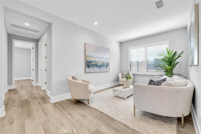 living room featuring light wood-type flooring