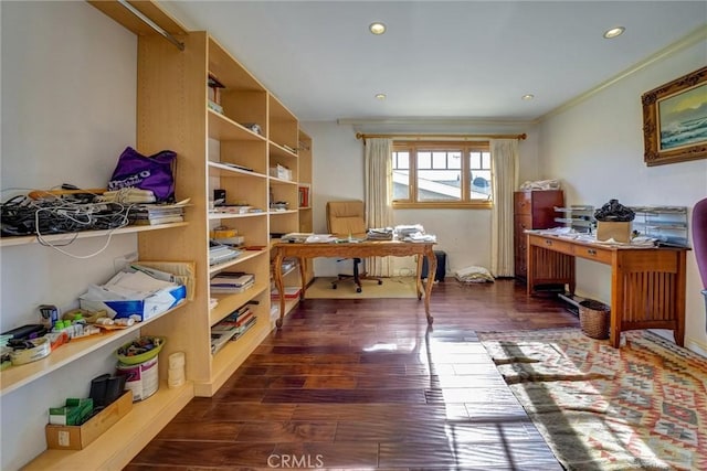 office area featuring dark hardwood / wood-style flooring