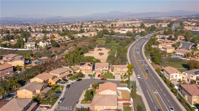 bird's eye view with a mountain view