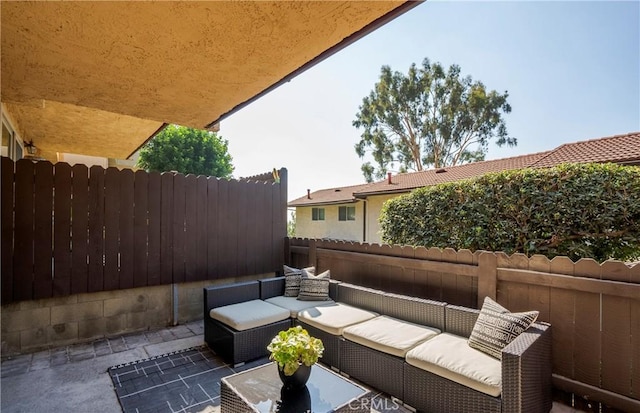 view of patio featuring an outdoor living space