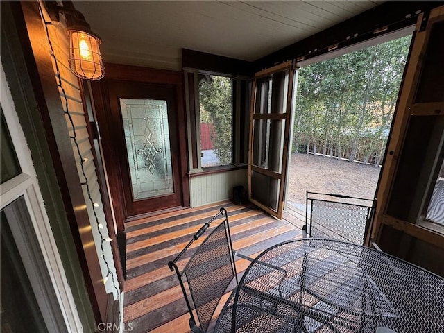 view of unfurnished sunroom