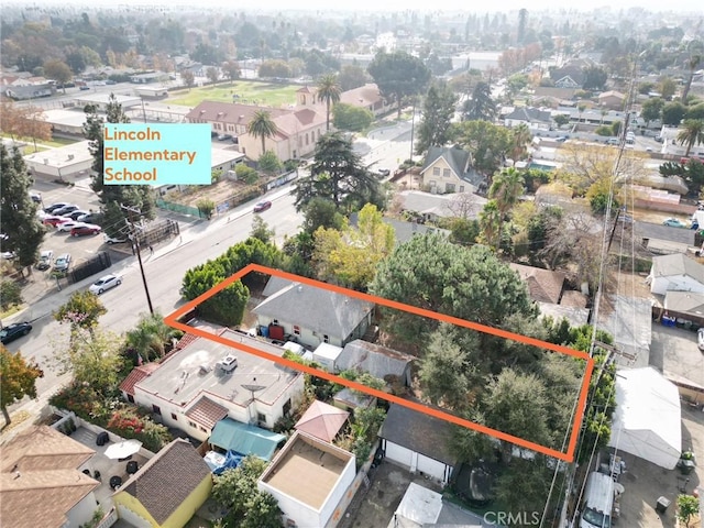 1355 N Gordon St, Pomona, CA 91768 - aerial view of residential area featuring property parcel outlined
