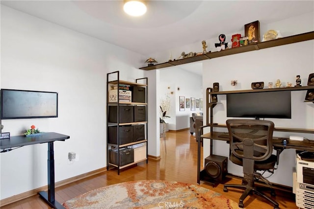 office space featuring hardwood / wood-style flooring