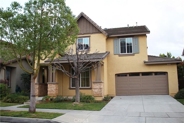 view of front of house with a garage