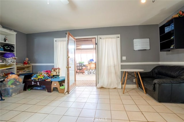 interior space featuring light tile patterned floors