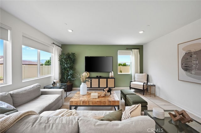 living room featuring light hardwood / wood-style floors