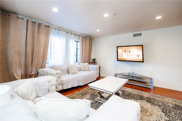 living room with wood-type flooring