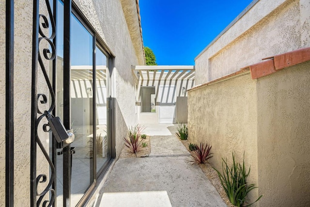 exterior space with a pergola