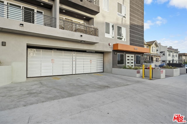 exterior space featuring a garage