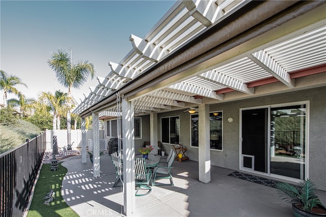 view of patio / terrace featuring a pergola