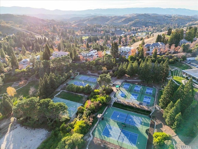 aerial view with a mountain view