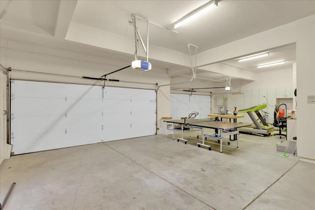 garage with a garage door opener