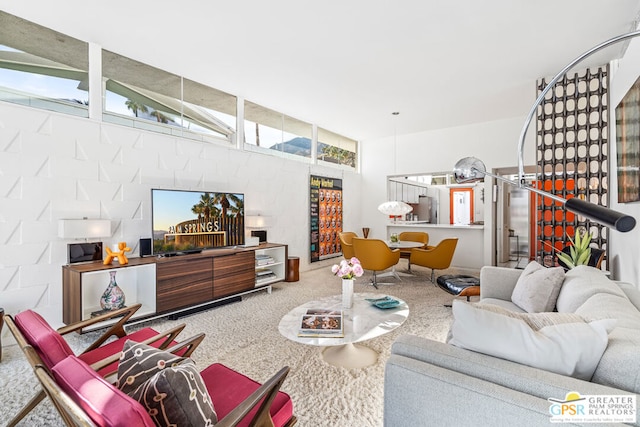 living room featuring carpet floors