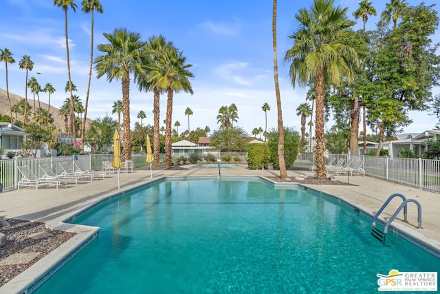 view of swimming pool featuring a patio