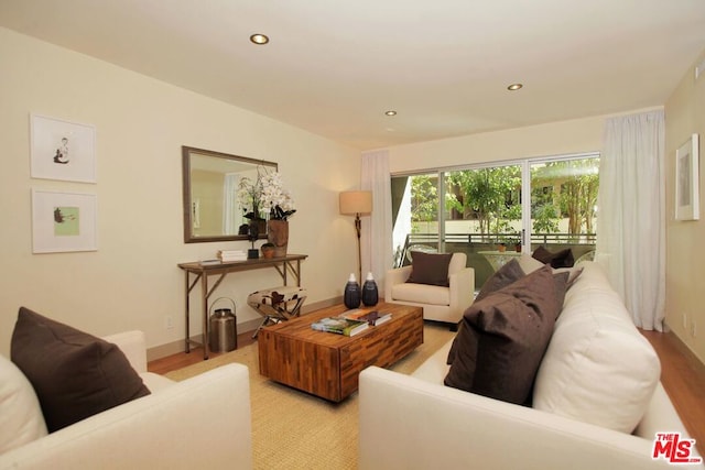 living room featuring light hardwood / wood-style floors