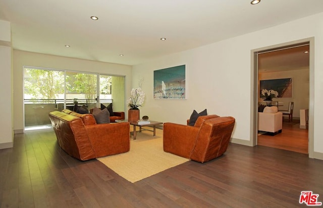 living room featuring dark hardwood / wood-style floors