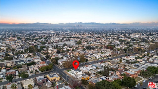 aerial view with a mountain view