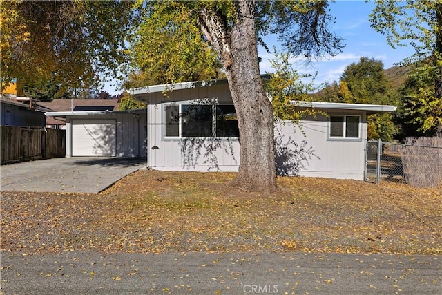 exterior space with a garage