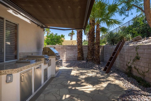 view of patio / terrace with a grill and an outdoor kitchen