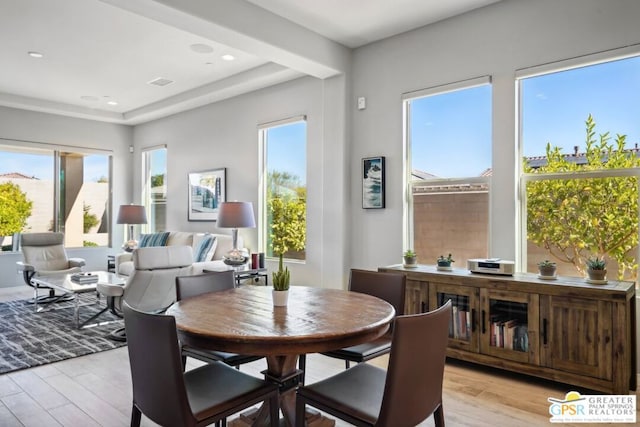 dining room with light hardwood / wood-style flooring