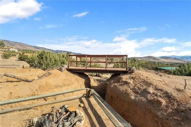 exterior space featuring a mountain view