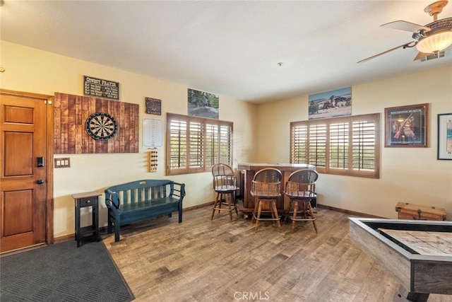 6535 Juniper Crest Rd, Agua Dulce, CA 91390 - dining room featuring wood finished floors, healthy amount of natural light, and a ceiling fan