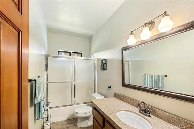 6535 Juniper Crest Rd, Agua Dulce, CA 91390 - bathroom featuring vanity, combined bath / shower with glass door, and wood finished floors
