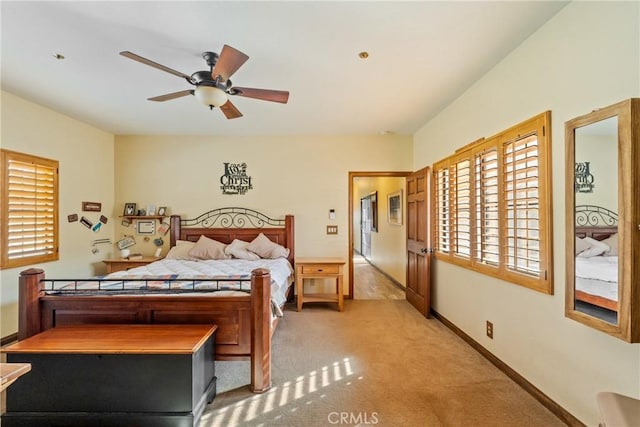 6535 Juniper Crest Rd, Agua Dulce, CA 91390 - bedroom featuring multiple windows, light carpet, and a ceiling fan