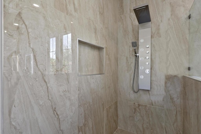 room details with a tile shower