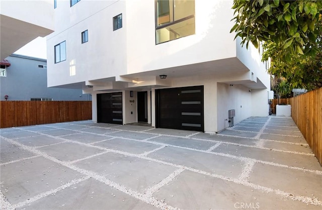 exterior space featuring a garage