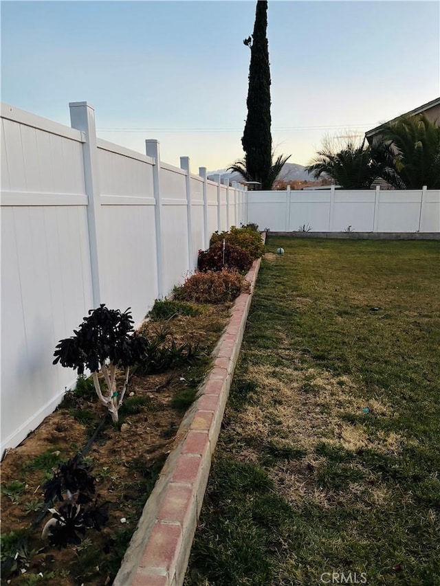 view of yard at dusk