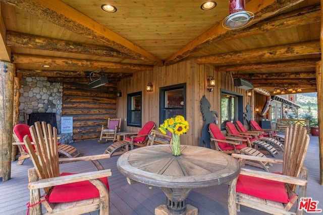 wooden deck featuring covered porch