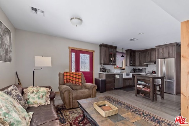 living room featuring hardwood / wood-style flooring